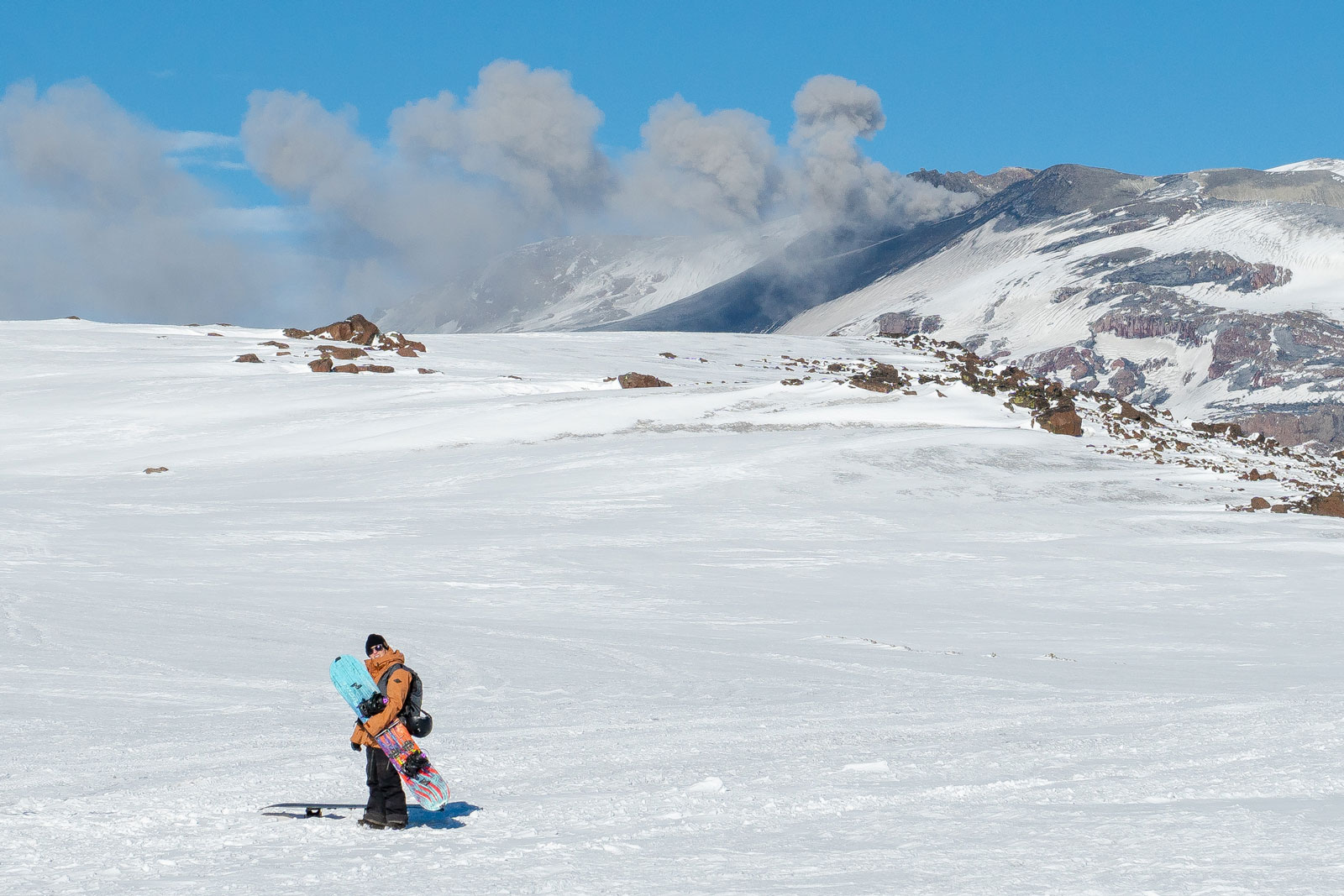 Reconsidering our decision to get closer to the volcano. Photo Courtesy: Ben Girardi - Adventure in Argentina