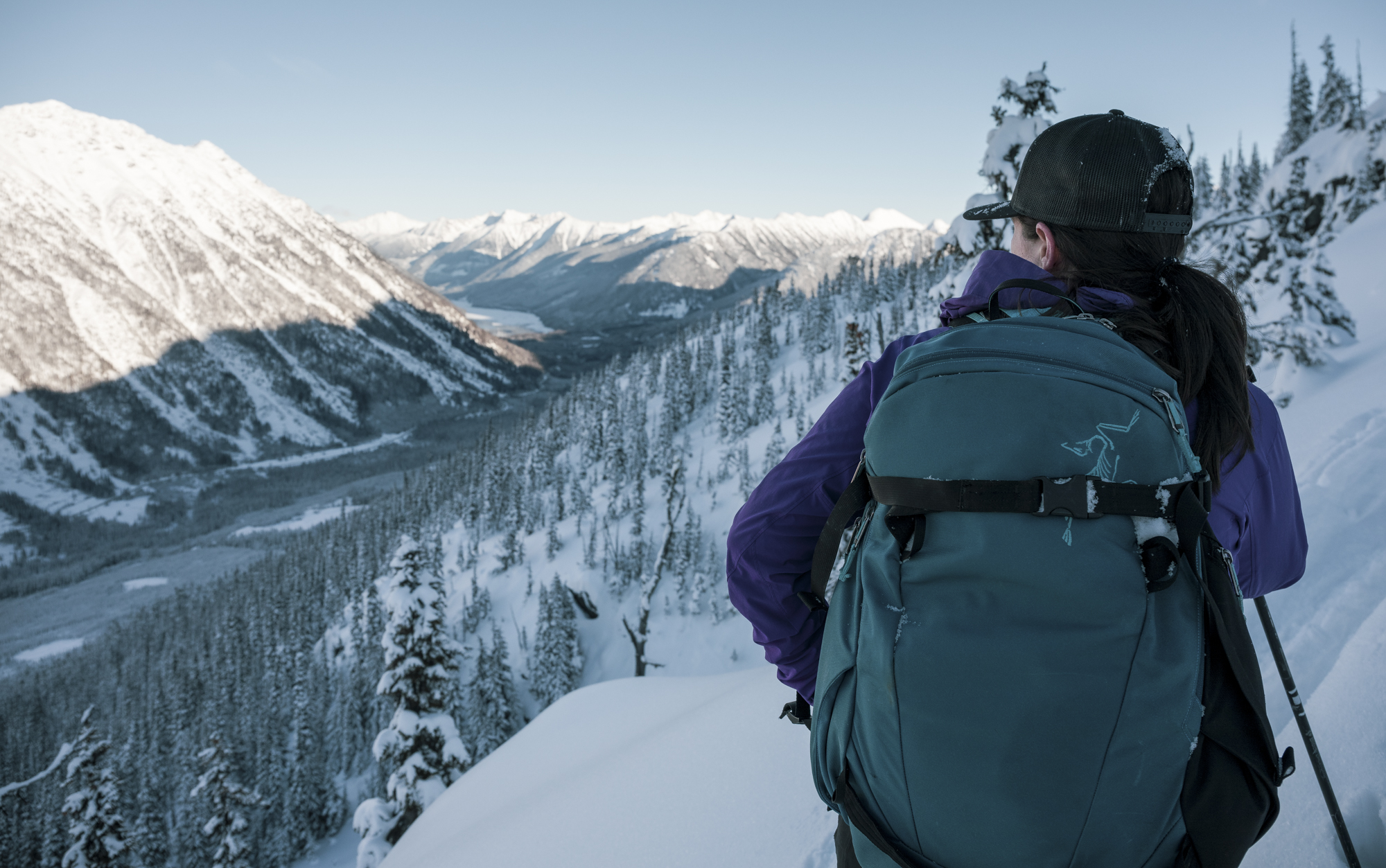 Jen Girardi scoping possibilities in the Duffy Lake zone, dreaming about Japan backcountry. Photo by Ben Girardi.