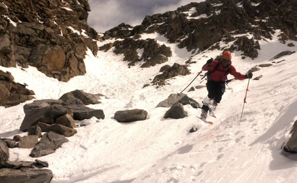 Telemark Ski Mountaineer Chamonix hop turn