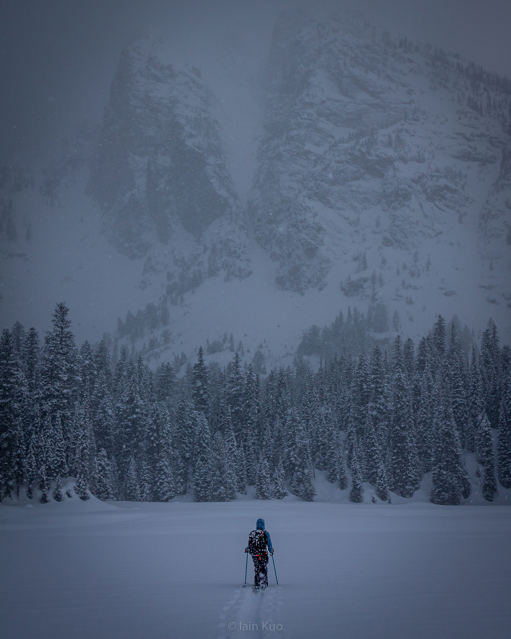 Night time ski expedition in the tetons