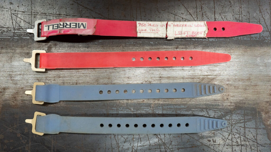 The original samples of Voile Straps provided to Merrell during the prototype phase of their Super Comp boots.