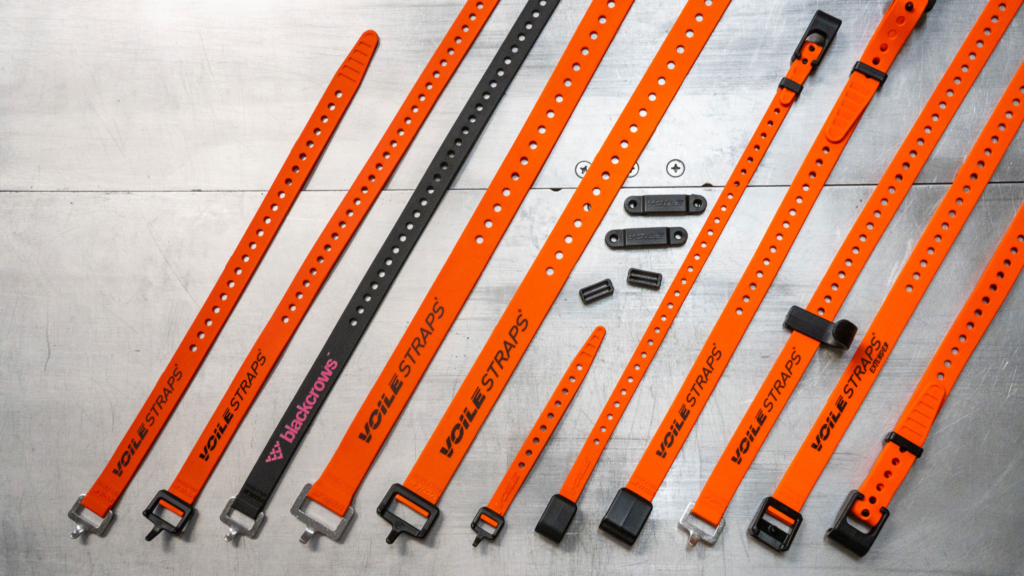 An assortment of current Voile Straps options, including camp hooks, Rack Straps, and stretchy nano straps.